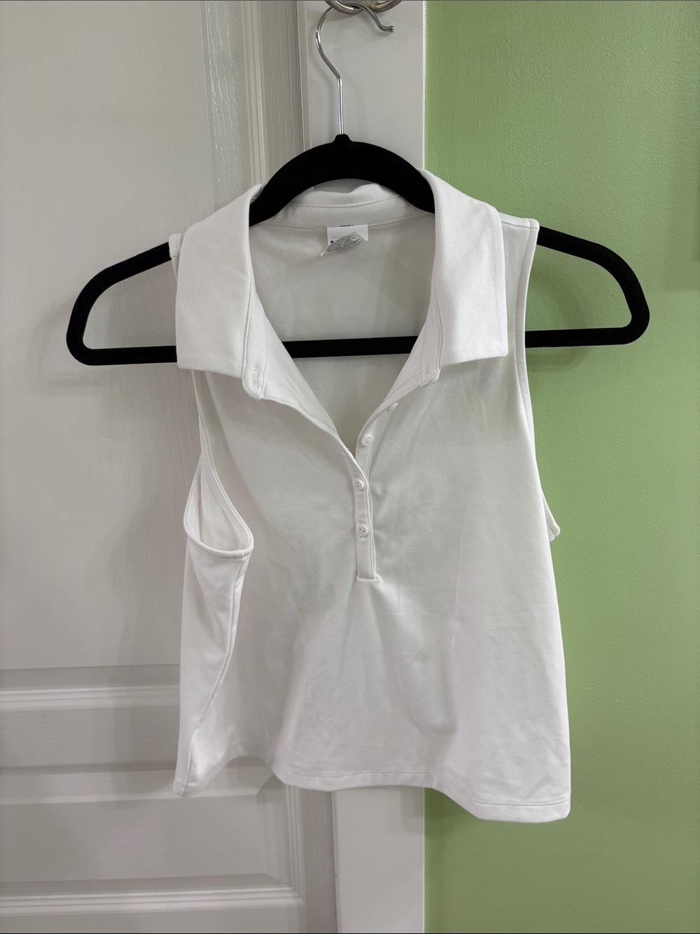 all in motion White Sleeveless Polo Tank with Collar - Picture 1 of 5